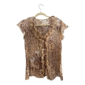 Y2K inspired Cato Floral Sheer Ruffle Paisley Blouse Size Large